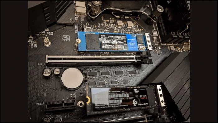 SATA and NVMe SSDs being installed inside desktop and laptop computers.