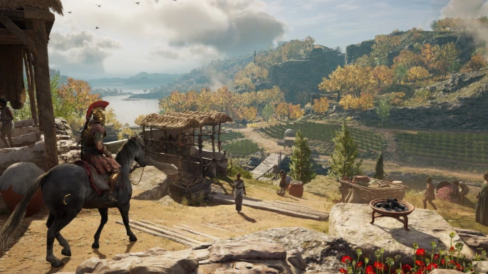 Assassin’s Creed gameplay scenes show stealth, exploration, and historical worlds.
