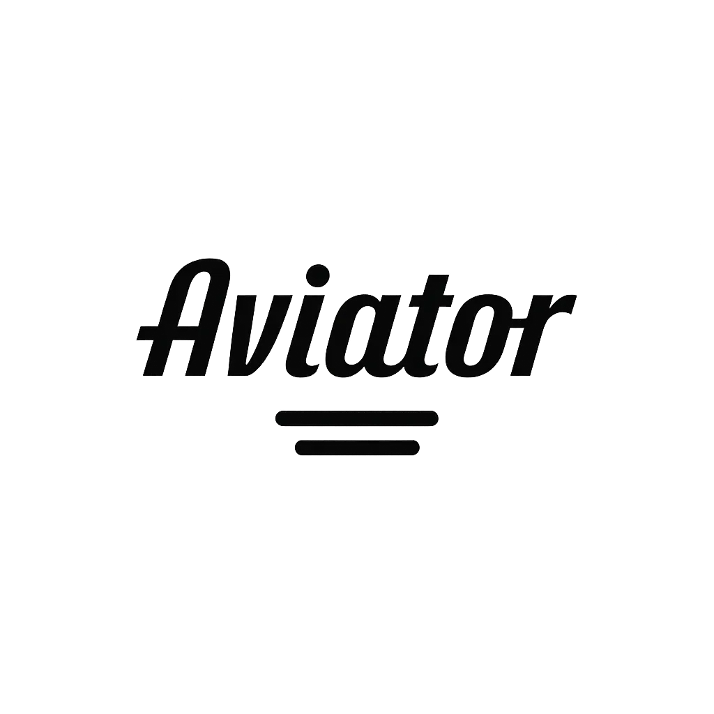 aviator text-only black logo with double underline, no airplane, minimal design 