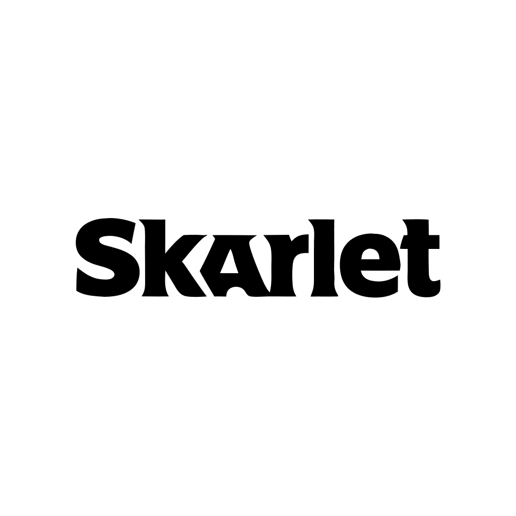 Elegant serif-style logo for SKARLET in bold black font.