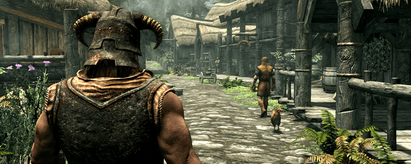 Modded Skyrim gameplay showcasing community-created graphics and gameplay enhancements