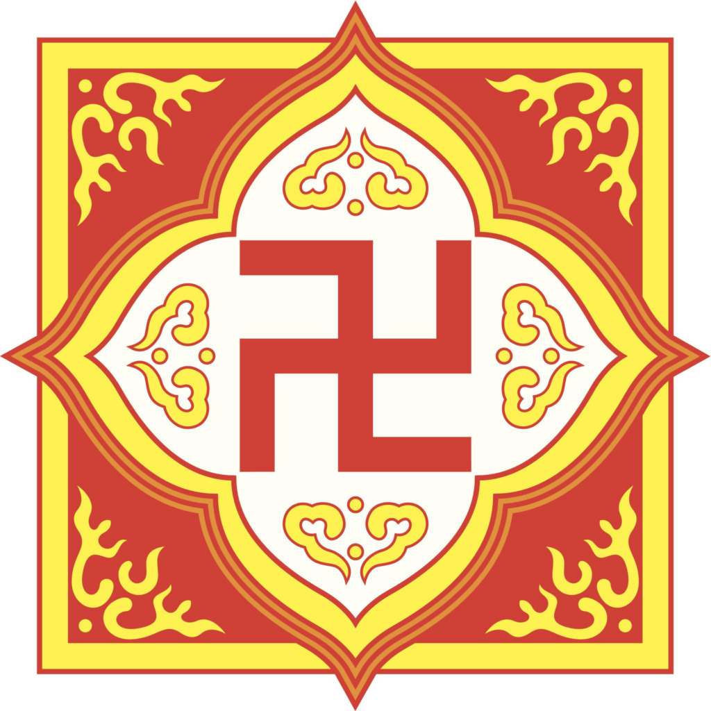 Ancient swastika symbol used in Hindu and Buddhist religious traditions