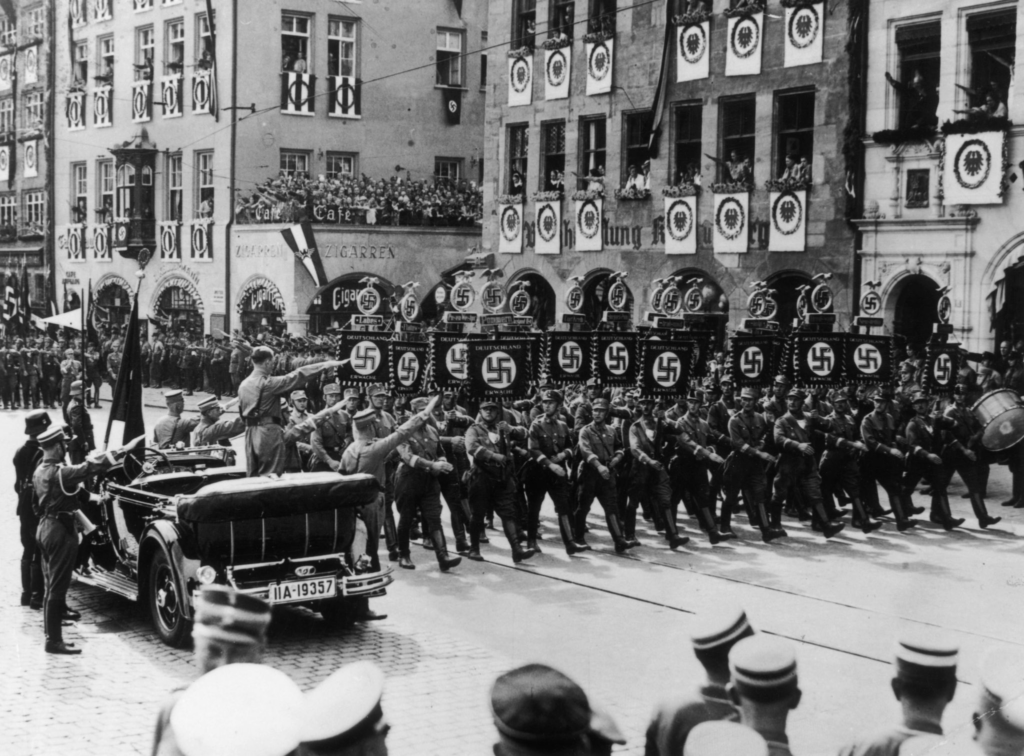 Nazi flags displayed at the 1935 Nuremberg Rally following the flag law