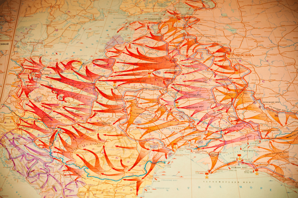 Diagram showing the scale and troop movements of Operation Barbarossa