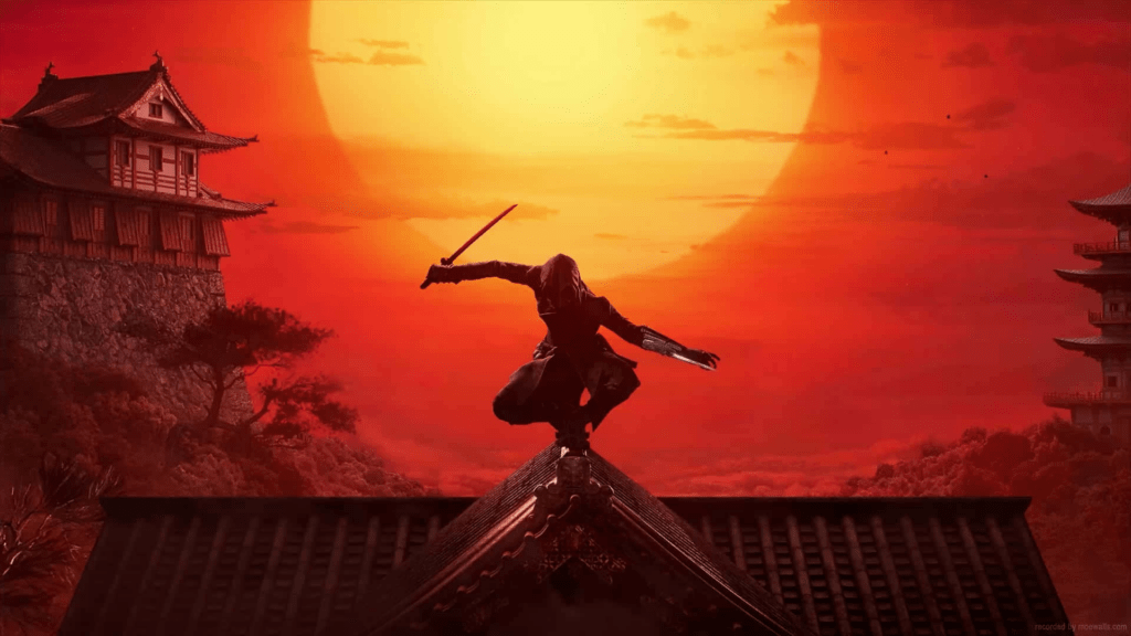 Assassin’s Creed character reflecting over a city at night