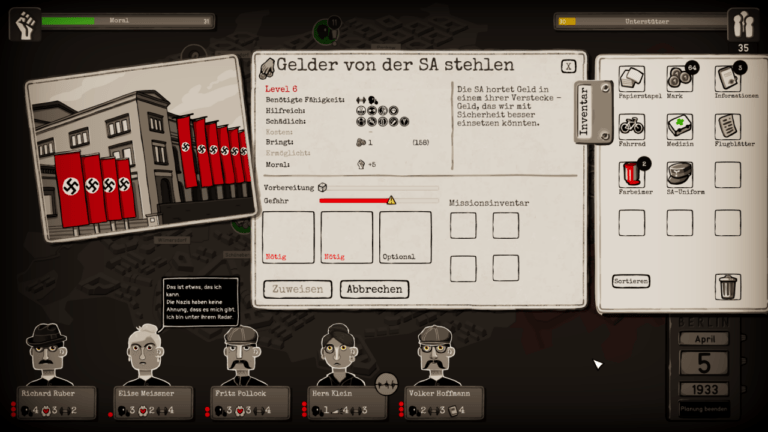 Civilian resistance group navigating Nazi Germany in Through the Darkest of Times