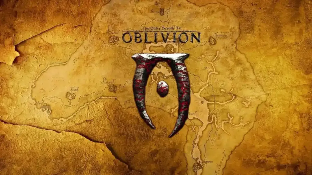 Map of Cyrodiil with Oblivion logo from the original game