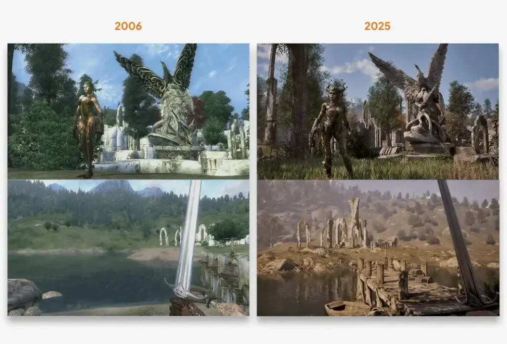 Side-by-side comparison of Oblivion 2006 and 2025 remaster