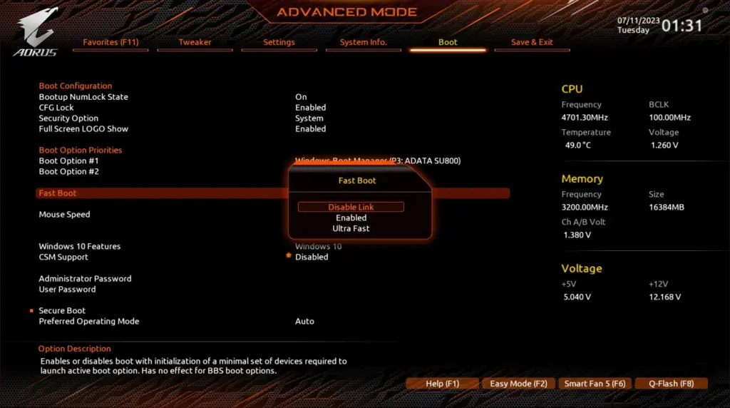 UEFI BIOS boot menus showing Fast Boot and boot priority settings.